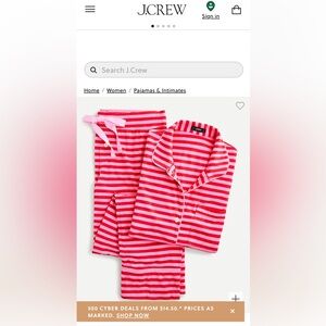 J Crew Dreamy cotton blend pajamas size Medium. Pink and red stripe